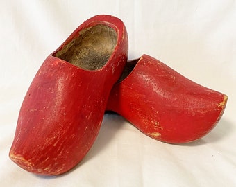 Pair Childrens Wood Christmas Clogs