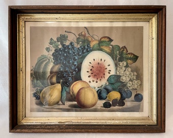 Antique Currier & Ives Print - Summer Fruit