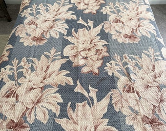 Vintage Floral Print Bark Cloth Panel