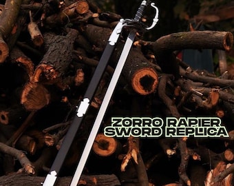 Zorro Rapier Sword - Custom Engraved Fantasy LARP Pirate Sword, Mask of Zorro Sword Replica, Foam Replica for Cosplay & Gift for Christmas