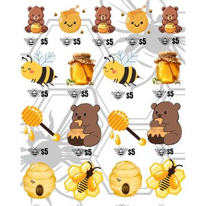 A6 Bear Honey Savings Challenge | Cash Envelope Budget Insert |  Binder Tracker