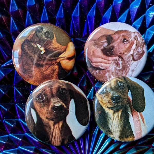 Vintage Dachshund Pinback Buttons Pin Gift Set for Dog Lovers | Upcycled