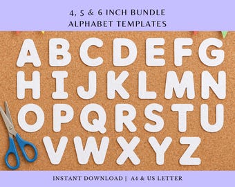 Vorlagenpaket für Großbuchstaben, 4-6 Zoll große, druckbare PDF-Buchstaben (Digitaler Download)