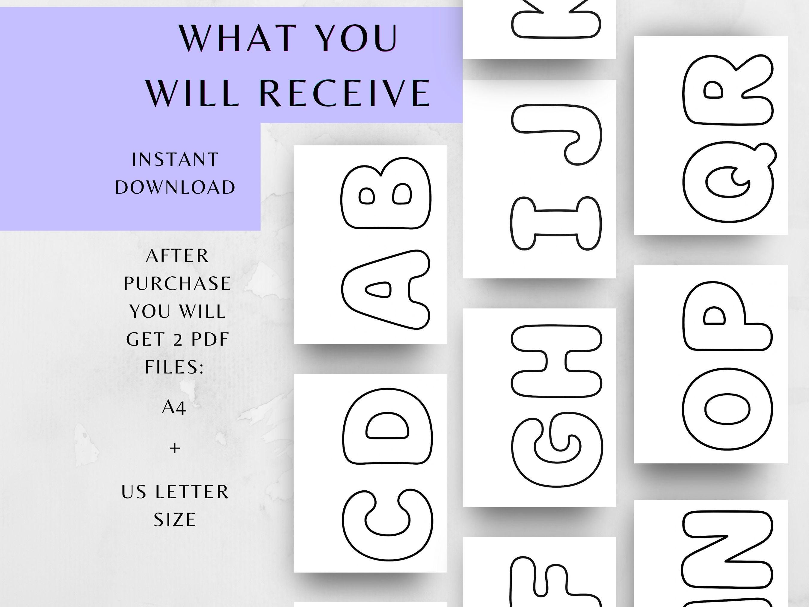 5 Inch Alphabet Letter Templates A Z, Uppercase Printable PDF, Large ...