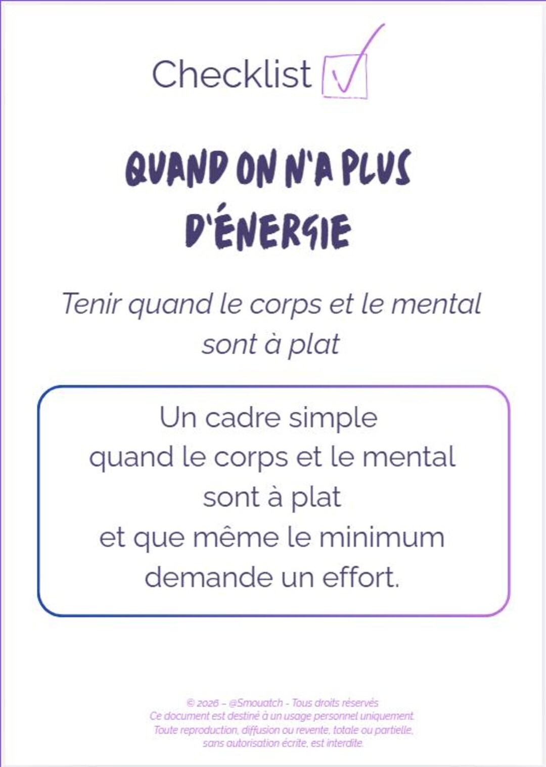 Fatigue Checklist.pdf Checklist for When You Have No Energy Left – Keeping Going Without ...