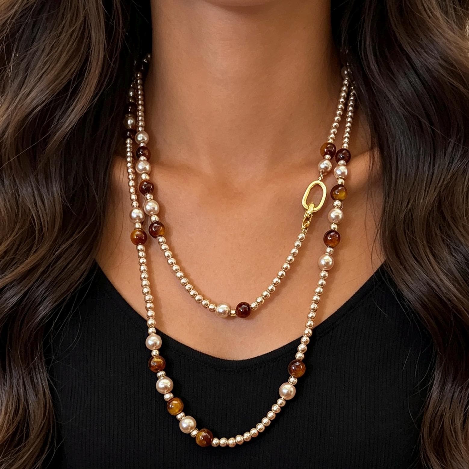 Brown Pearl Long Necklace - Etsy