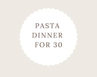 Dinermenu-abonnement voor 30 personen | Pastabakrecept met gehaktbal, voorbereidingsgids (pdf-download)
