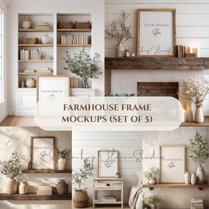 Lot de 5 maquettes de cadre, intérieurs de maison neutres de ferme, maquettes JPG sur toile, téléchargement immédiat