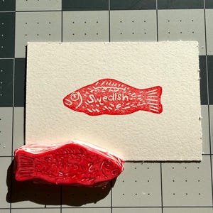 Swedish Fish – Original Hand Printed Linocut