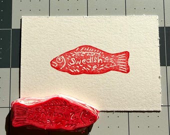 Swedish Fish – Original Hand Printed Linocut