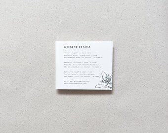 Citrus Theme Line Art Wedding Details Insert Card | Sage Olive Green Lemon Theme Invite