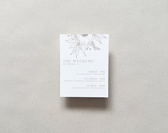 Boho Wildflower Wedding Details Card | Dusty Rose Line Art Insert