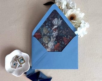 Dark and Moody Vintage Painting Flowers Envelope Liner for Wedding | Digital/Flat Printing