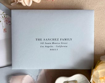 Guest Addresses for Wedding Envelopes | Light Blue | Whimsical Wedding | Modern fonts | Digital/Flat Printing
