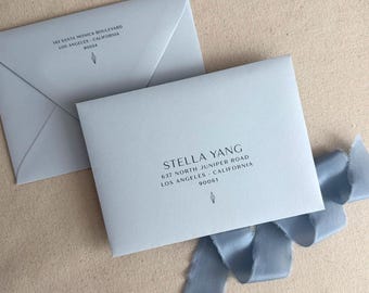 Guest Addresses for Wedding Envelopes | Light Blue | Modern Minimalism font | Art Deco | Digital/Flat Printing