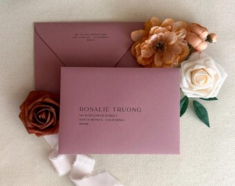 Guest Addresses for Wedding Envelopes | Dusty Rose | Modern Minimalism font | Digital/Flat Printing