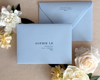 Guest Addresses for Wedding Envelopes | Light Blue | Modern Minimalism font | Digital/Flat Printing