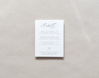 Romantic Blue Wedding Details Card | Monogram Wreath Script Invitation Insert