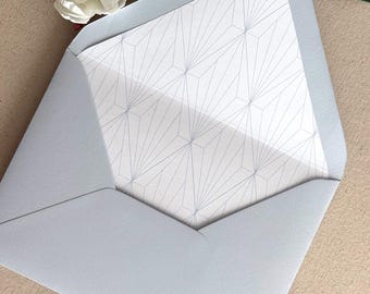 Art Deco Pattern Envelope Liner Print | Dusty Blue | Modern Wedding | Digital/Flat Printing