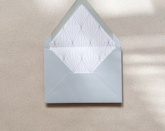 Art Deco Wedding Envelope Liner | Dusty Blue Geometric Patterns Line Design for Wedding Invitations