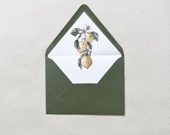 Citrus Envelope Liner | Sage Green Olive Wedding Invitations