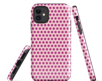 Tough Case for iPhone® pink with dark pink dots
