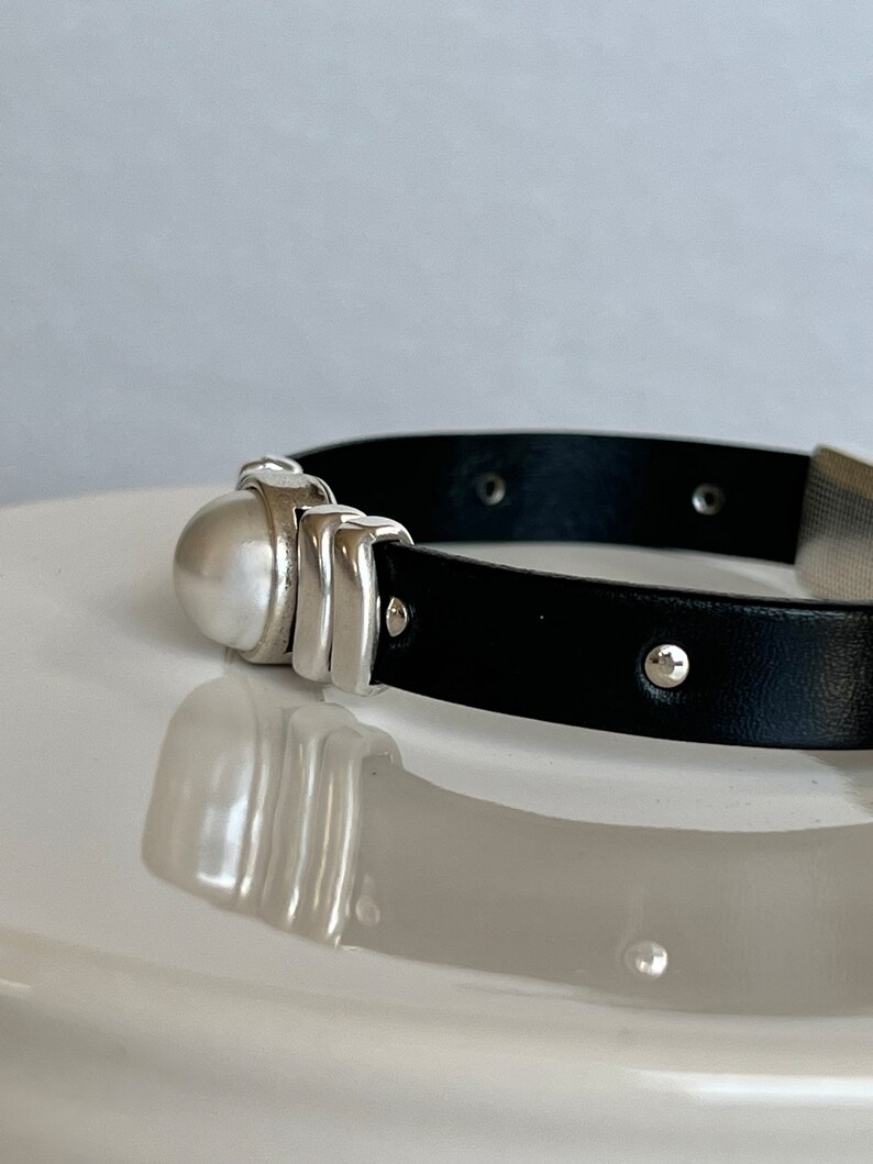 Leather Pearl Bracelet, Women's Leather Bracelet, Birthday Gift for Best Friend image 3