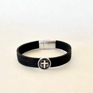 Cross Leather Bracelet, Men Cross Bracelet, 1 Year Anniversary Gift for Boyfriend image 8