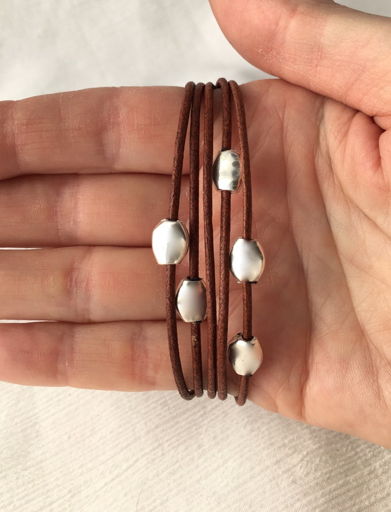 Boho Leather Wrap Bracelet, Wrap Around Leather Bracelet, 21st Birthday Gift for Her, Best Friend Gift Brown