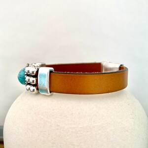 Leather Cuff Bracelets for Women, Turquoise Bracelet, 50th birthday gift for women, Gifts for Friend image 4