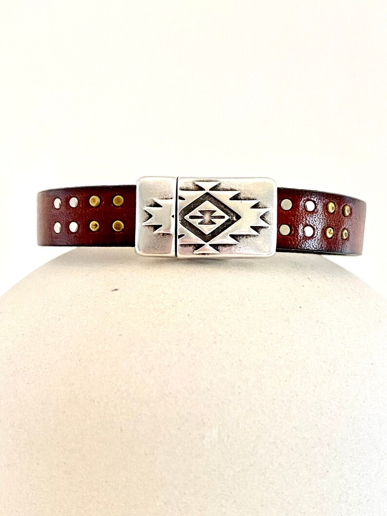 Leather Cuff Bracelets for Women, 40th Birthday Gifts for Women, Girlfriend Gift, Flat Stud Leather