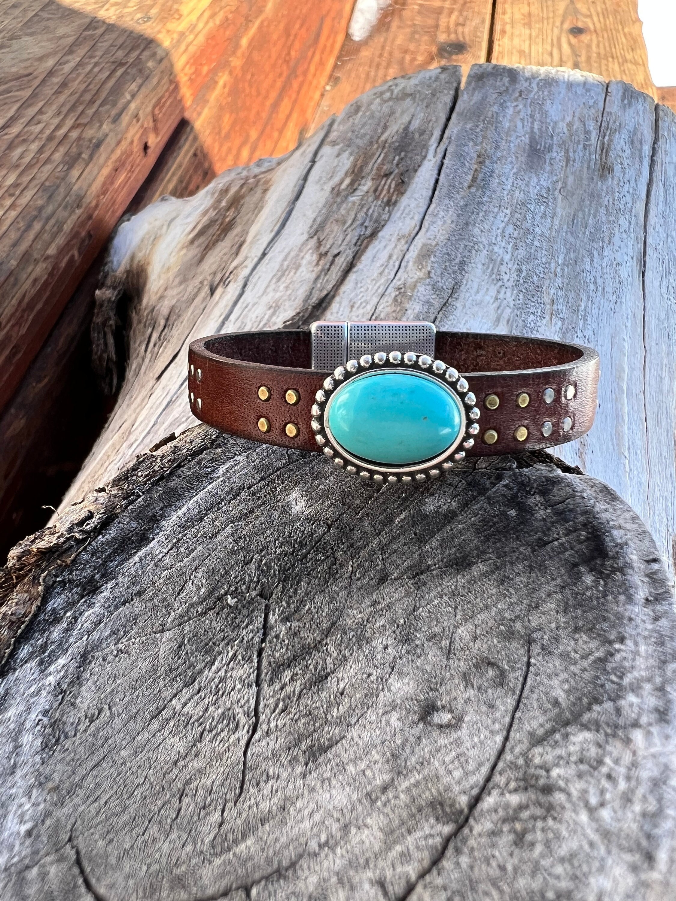 Leather Turquoise Bracelet 