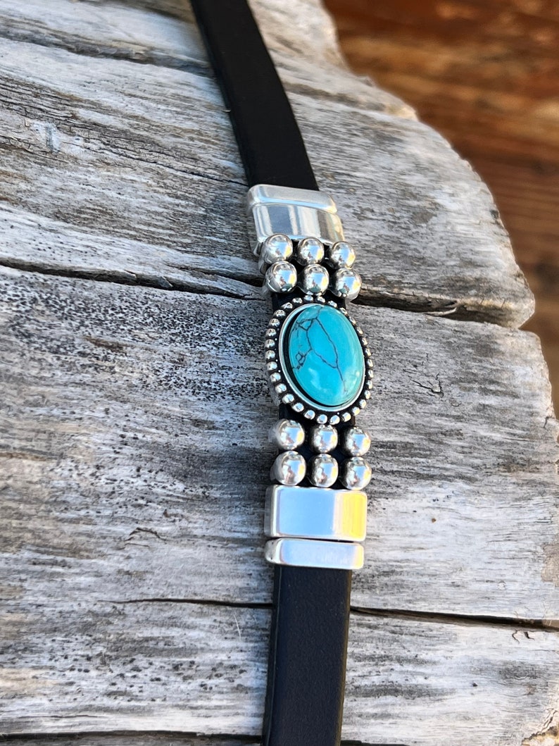 Leather Cuff Bracelets for Women, Turquoise Bracelet, 50th birthday gift for women, Gifts for Friend image 9