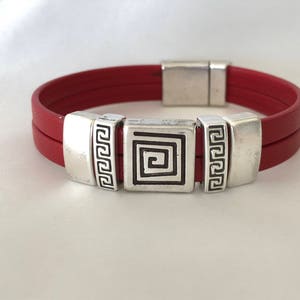 Leather Cuff Bracelets for Women, Leather Wristband, Gifts for Best Friend Female, Birthday Gifts Red