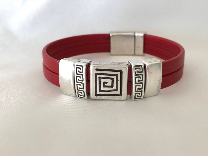 Leather Cuff Bracelets for Women, Leather Wristband, Gifts for Best Friend Female, Birthday Gifts Red