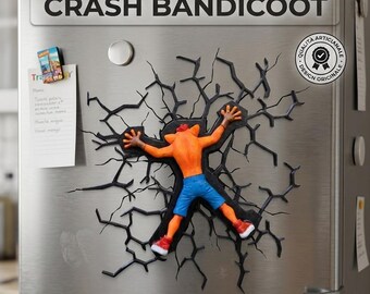 Crash Bandicoot Wall Magnet, Retro Video Game Fridge Magnet, Nerd Gift for Gamers, Original Kitchen Decoration
