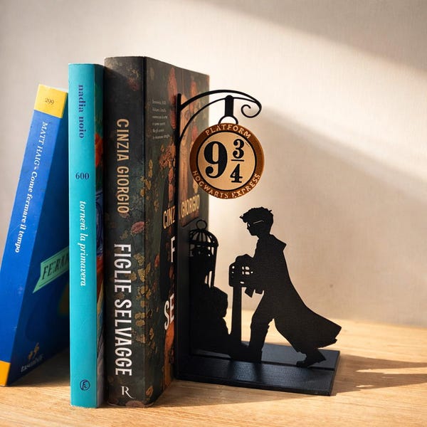 Harry Potter Bookend Platform 9 3/4 – Hogwarts Train Bookmark Holder – Wizard Decor Gift – Book Lover Gift – Shelf Decor