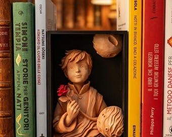Book Nook The Little Prince, Decorative Bookend, Bookshelf Insert, Shelf Diorama, Original Gift for Book Lovers