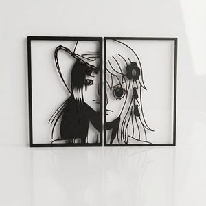 One Piece Wall Art - Quadro da Parete o Appoggio - Nami e Nico Robin Split Face - Decorazione Geek e Regalo Anime Unico