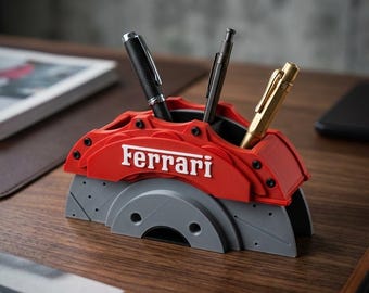Red Brake Caliper Desk Organizer - Sports Car Pen Holder - Gift for Men with a Motoring Enthusiast - Office Accessory and Workshop Decor