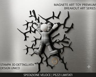 3D Crack Effect Art Toy Fridge Magnet | Pop Art Sculpture Magnet | Modern Home Decor | Original Urban Design Gift
