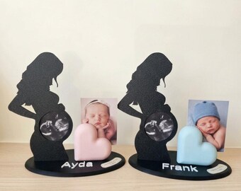 Personalized Baby Ultrasound Holder with Name, Pregnancy Frame and Birth Photo, Baby Shower Gift for Future Mother, Baby Maternity Keepsake