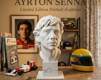 Ayrton Senna Portrait Sculpture Bust, Formula 1 Racing Memorabilia Decor, F1 Fan Gift, Limited Edition Collectible Statue, Office Desk Art