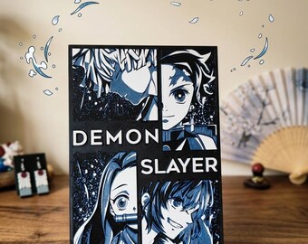 Demon Slayer 3D Relief Painting - Japanese Anime and Manga Room Decoration, Otaku Kimetsu No Yaiba Gift, Nerdy Wall Art