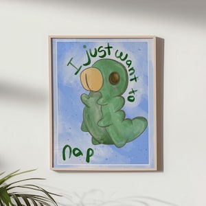 I Just Want to Nap | Hand Illustrated Hollow Knight Inspired Grub Poster Print, Gamer Room Decor, Indie Video Game Art, Dopamine Decor