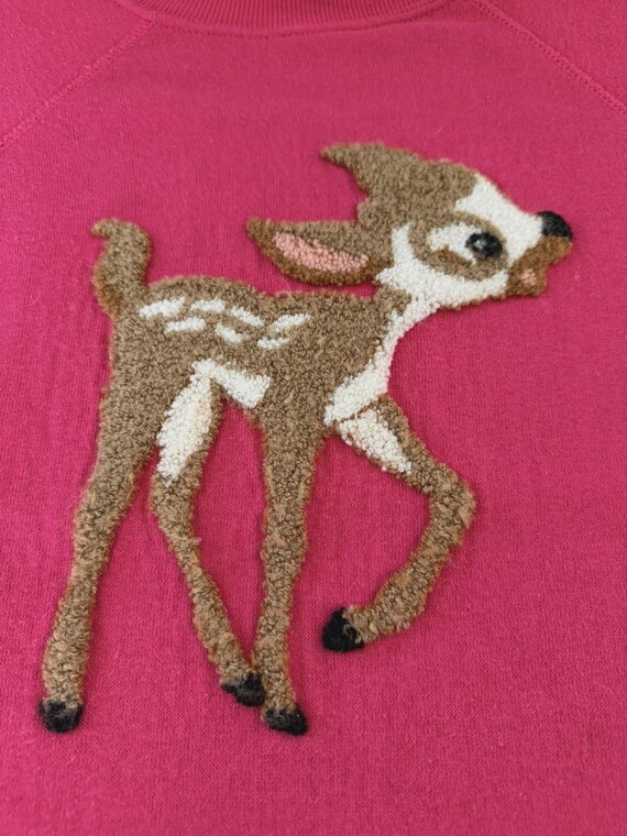 Vintage Sweatshirt Baby Rudolph Reindeer Chenille View 6