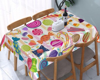 Candy Theme Table Cover for Birthday Party, 55x70 Candy land Tablecloth Decor