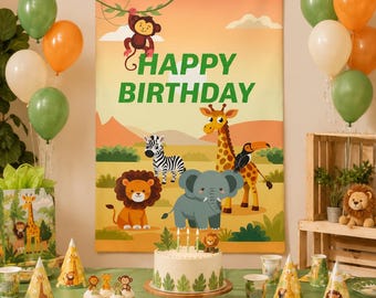 Safari theme Birthday Flag Banner