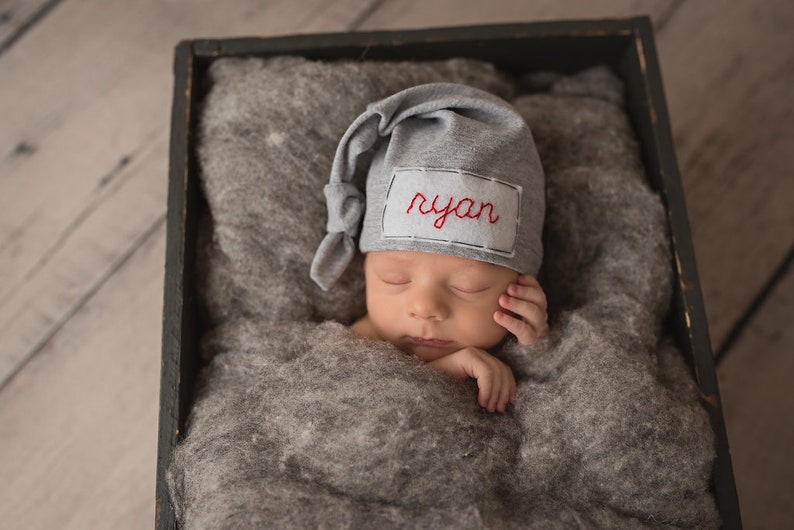 Hospital Hat Boy Baby Name Hat Newborn Boy Gift Baby Shower Gift image 9