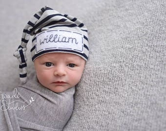 newborn boy coming home outfit - baby knot hat name - personalized newborn gifts - hospital hat - photo prop
